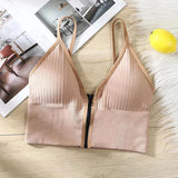 INTIMO SECRETS Seamless Zipper Bra – Wireless Padded Fitness Bralette