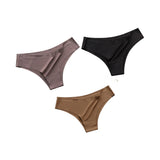 3Pcs/Set Seamless Panties Women Underwear Ice Silk Underpants Low Rise Female Solid Color Ultra-thin Sexy Lingerie