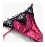 INTIMO SECRETS Embroidered Lace Thong – Seamless Satin T-Back G-String