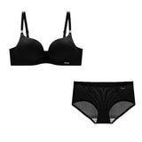 INTIMO SECRETS English Ice Silk Bra Set – Thick Cup, Wire-Free, Gathered Lingerie