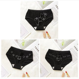 3 Pcs Cartoon Print Black Plus Size Triangle Underwear Cotton Panties Women's Breathable Soft Lingerie Girls Female Underpants