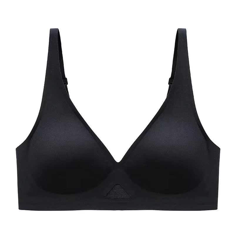 INTIMO SECRETS Women’s Wireless Deep V Hollow-Out Bra – Seamless, Soft 3/4 Cup Lingerie
