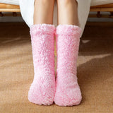 Thickened Winter Woven Thermal Cashmere Floor Socks Women's Carpet Home Plus Velvet Sleep Socks Slippers Leg Cover