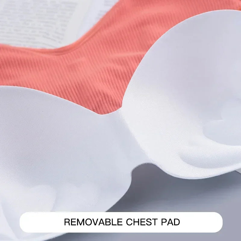 INTIMO SECRETS Women’s Wireless Solid Bralette – Ribbed Crop Top, Push-Up, No Wire