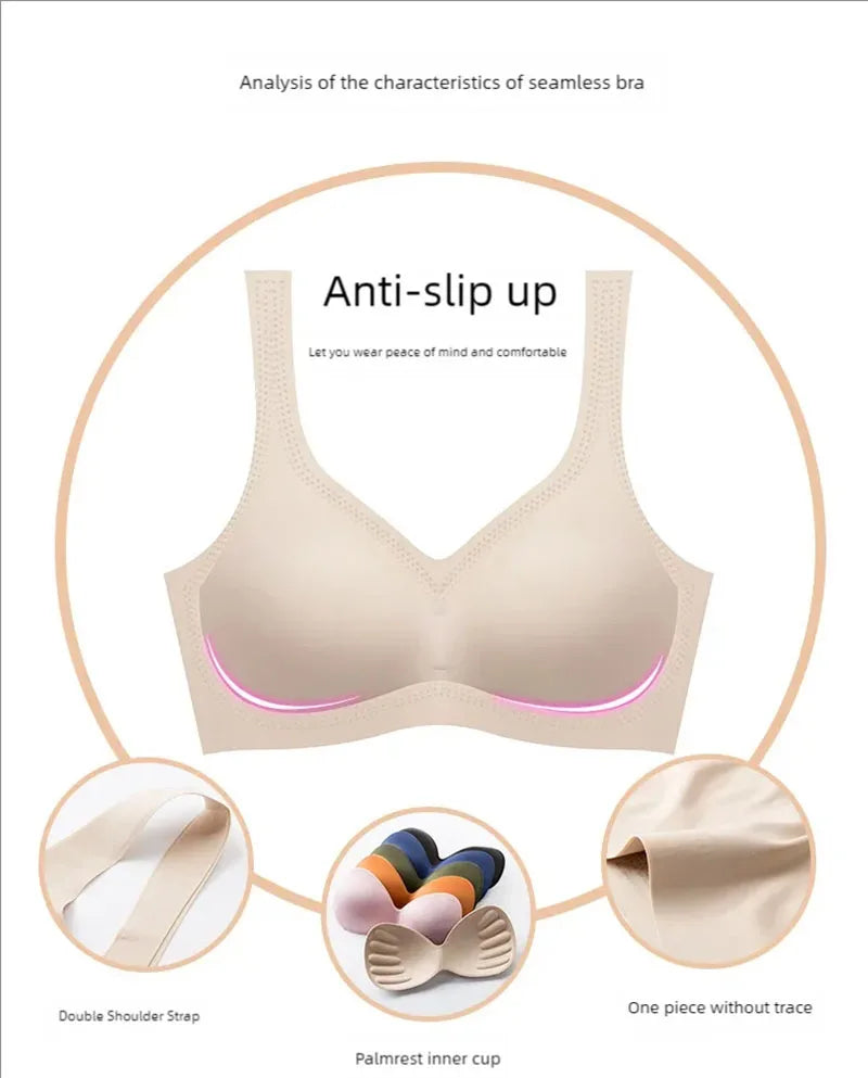 INTIMO SECRETS Detachable Pad Seamless Ice Silk Bra – Wireless, Breathable, Push-Up, Yoga Vest