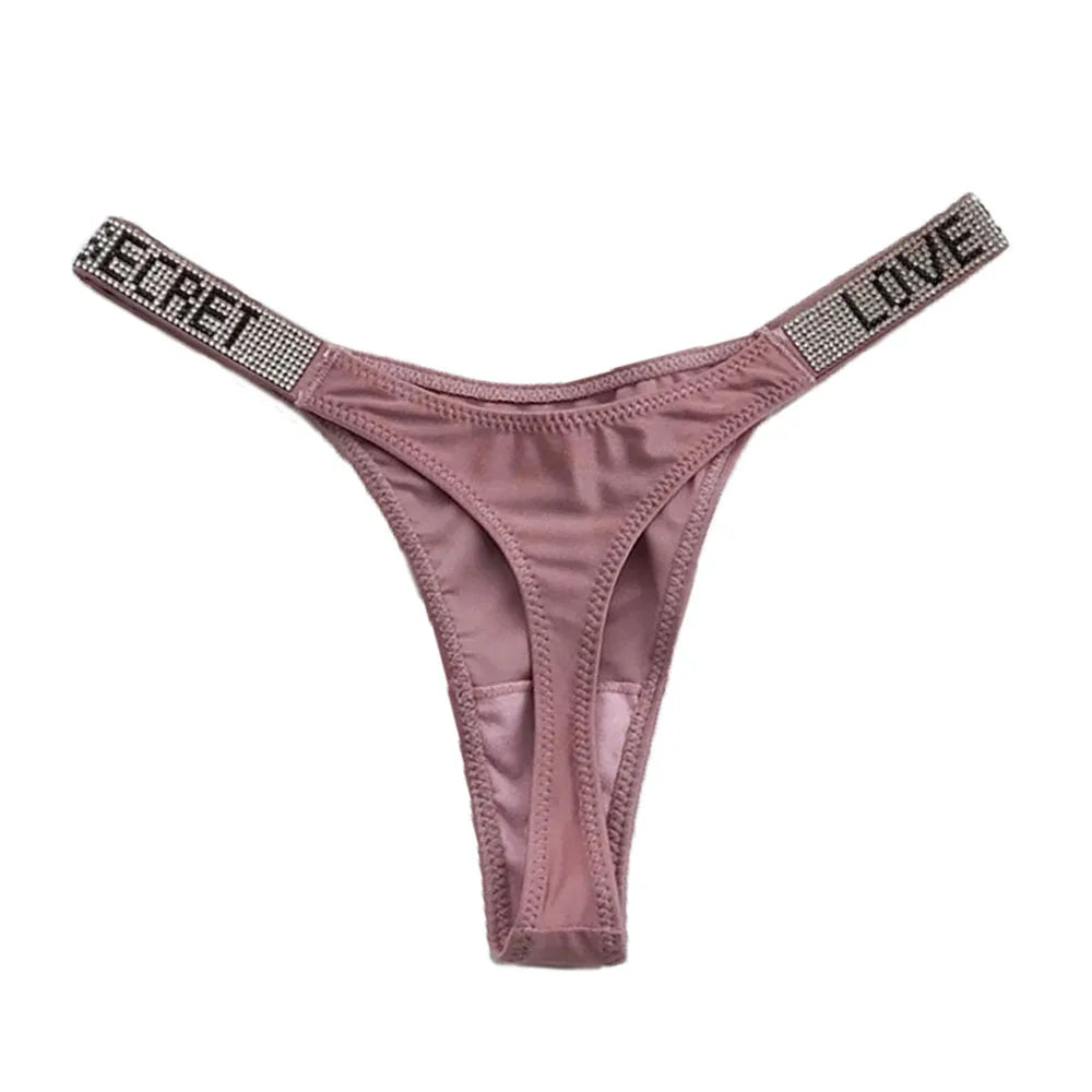 INTIMO SECRETS Women’s Sexy Rhinestone Low-Waist Thong Panties