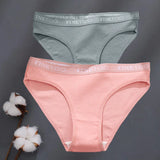 2Pcs/Set M-XXL Cotton Panties for Women Letter Belt Briefs Sexy Low Rise Underwear Ladies Panty Girl Big Size Intimates Lingerie
