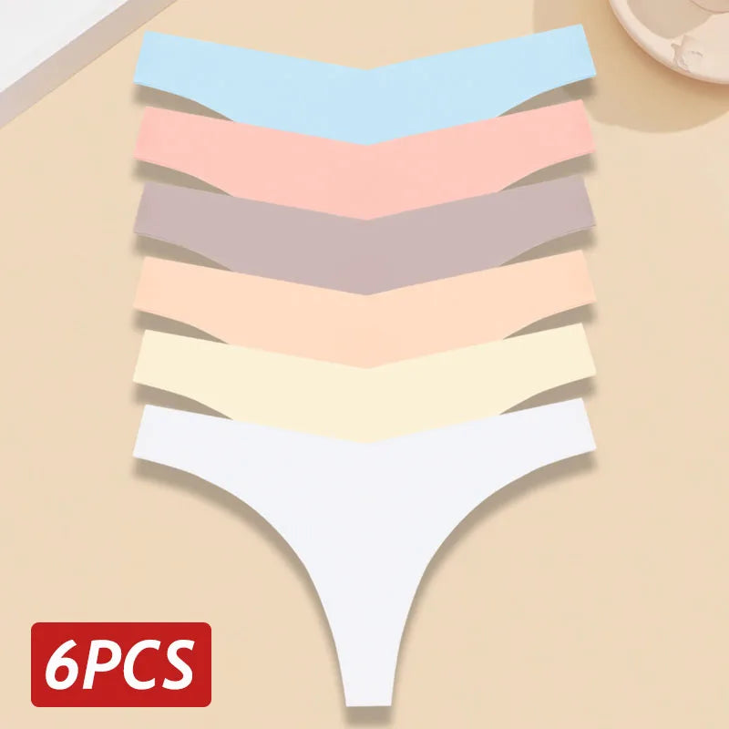 INTIMO SECRETS 6-Pack Women’s Seamless V-Waist Thongs – Ultra-Thin Summer G-String Panties