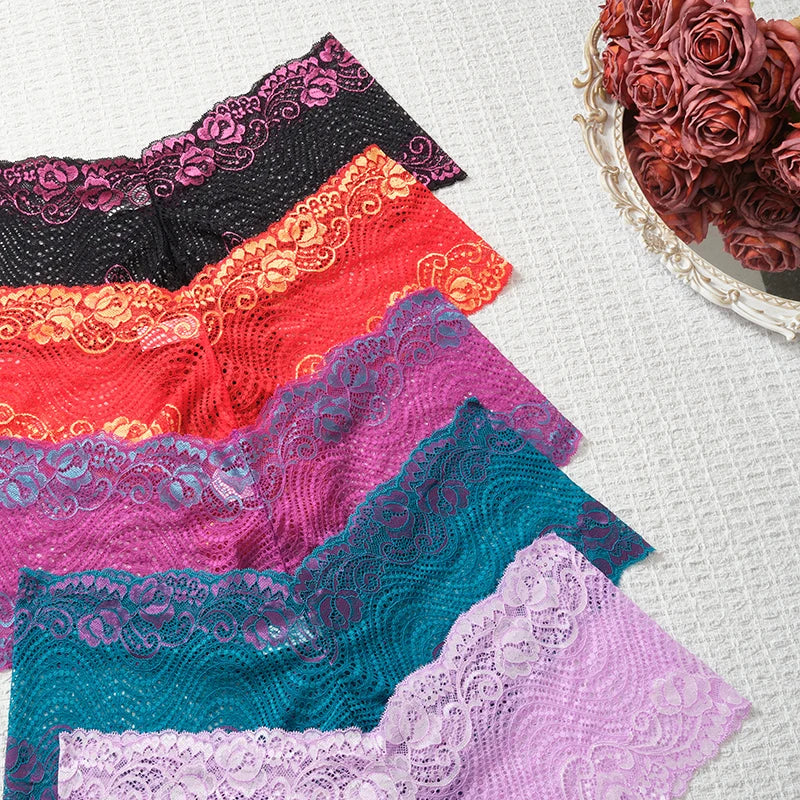 INTIMO SECRETS 5-Pack Plus-Size Floral Lace Panties – Sexy Women’s Briefs 1XL-4XL