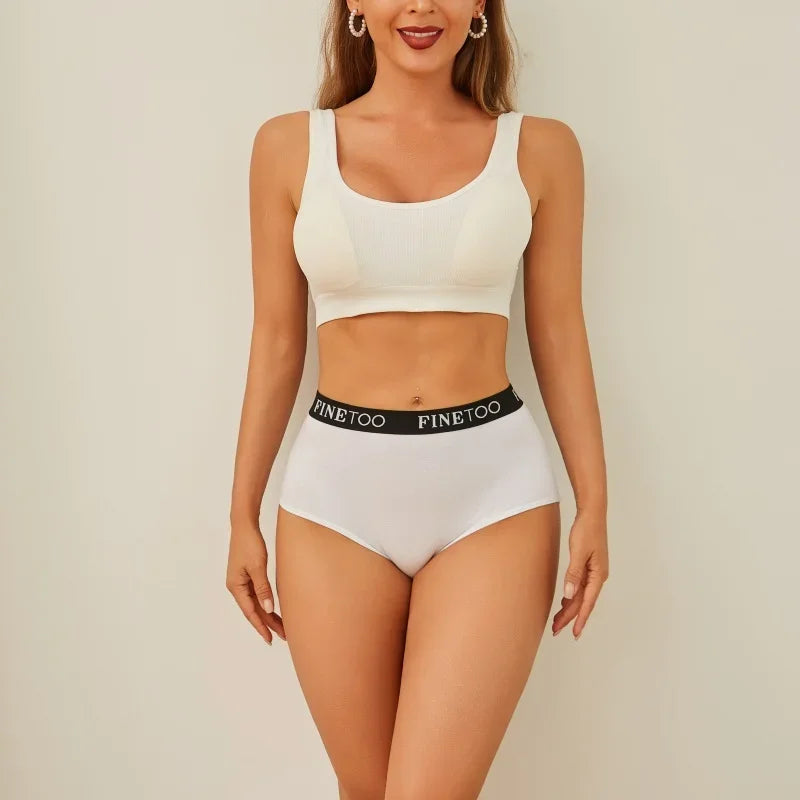 Finetoo 3Pcs Women's Cotton Briefs Women Seamless Plus SizePanties Breathable Underwear Female Low Waist Soft Lingerie S-XXL