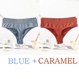 2PCS/Set Seamless G-String Panties Women Thongs Sexy Panty Lingerie Solid Color Female High Waist Thongs Women's Underwear