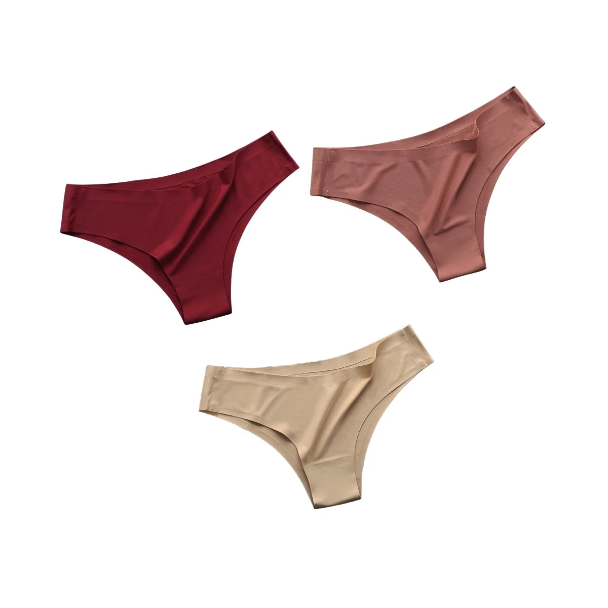 3Pcs/Set Seamless Panties Women Underwear Ice Silk Underpants Low Rise Female Solid Color Ultra-thin Sexy Lingerie
