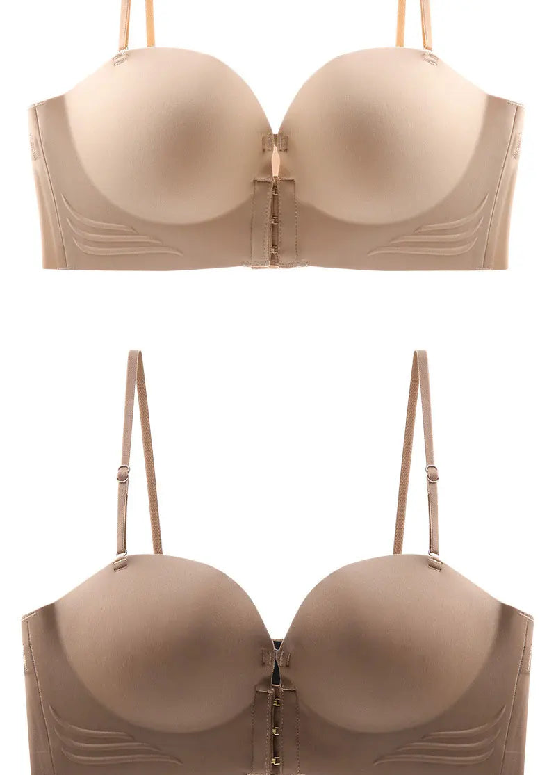 FINETOO 1PCS Women's Push-up Strapless Bras Front Buckle Brassiere Sexy Girls Small Chest Underwear Front Closure Sexy Bra