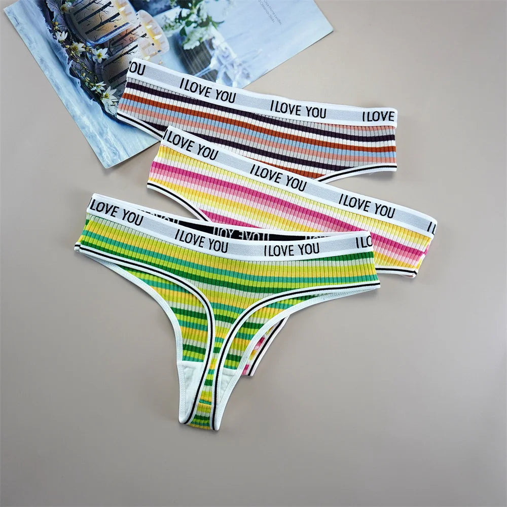 INTIMO SECRETS 3PCS Cotton Thongs – Soft Low-Rise G-String Underwear for Women
