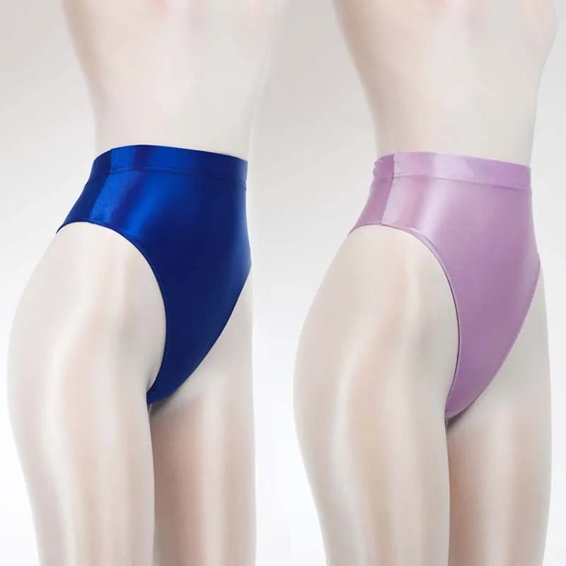 INTIMO SECRETS Shiny High-Waist Ice Silk G-String – Seamless Dance Wear & Sexy Shimmer Thong