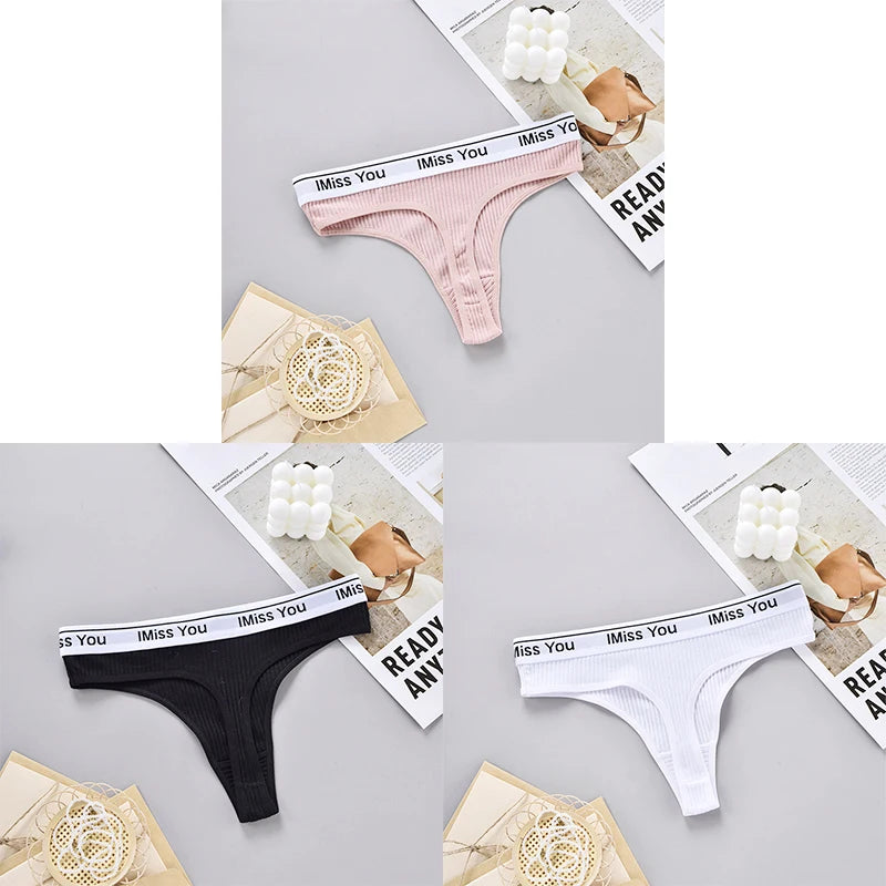 INTIMO SECRETS 3-Pack Women’s Cotton Thongs – Low-Waist, Soft & Comfortable G-String Panties