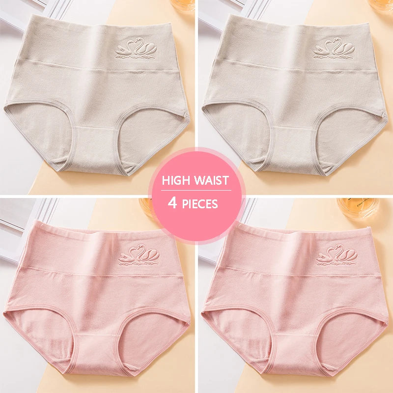 INTIMO SECRETS 4PCS High Waist Cotton Panties – Plus Size Women’s Lingerie