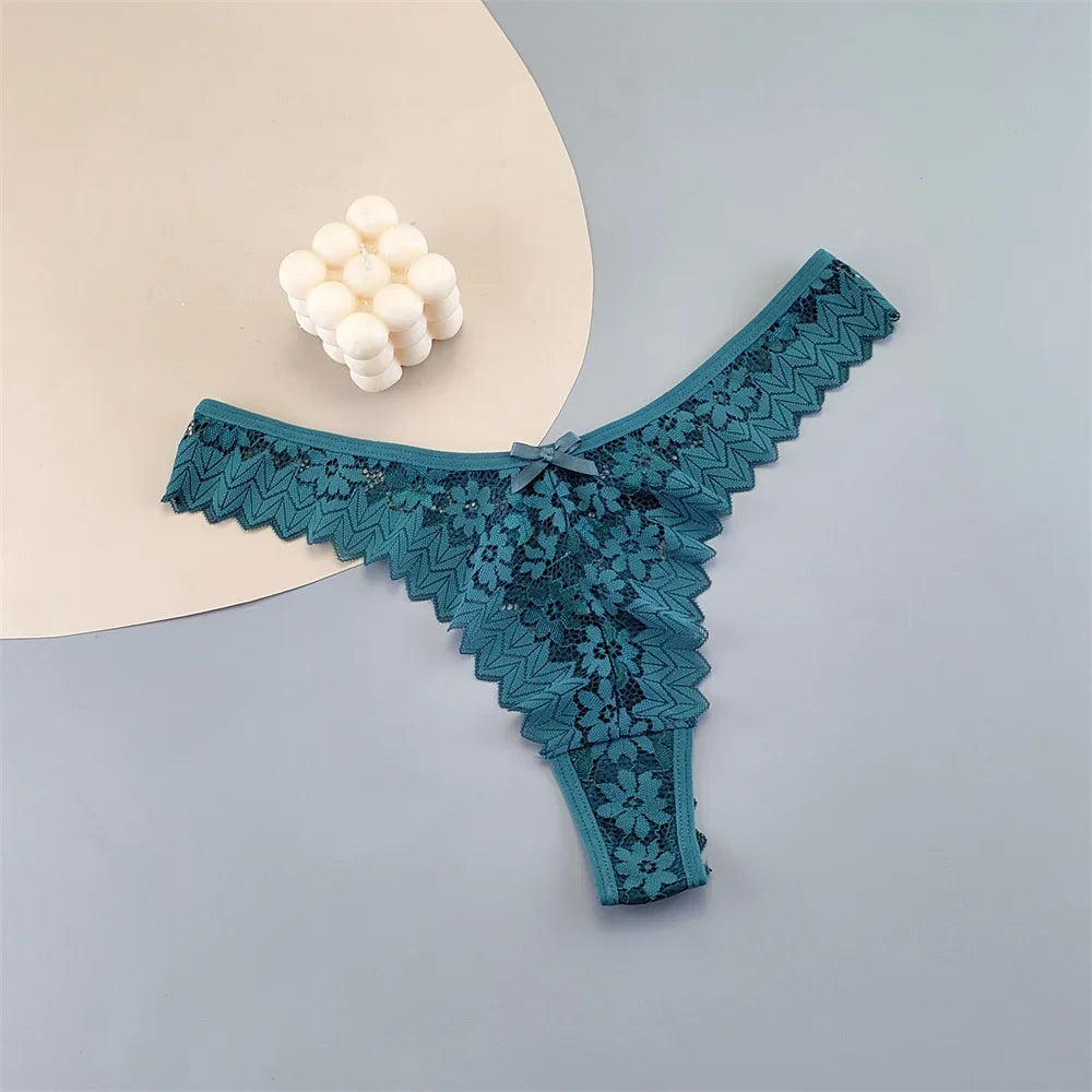 INTIMO SECRETS 3PCS Lace Thongs – Transparent Mid-Waist G-Strings Plus Size