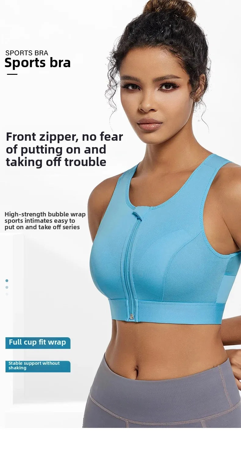 INTIMO SECRETS Women’s High-Impact Sports Bra – Zipper Yoga Vest