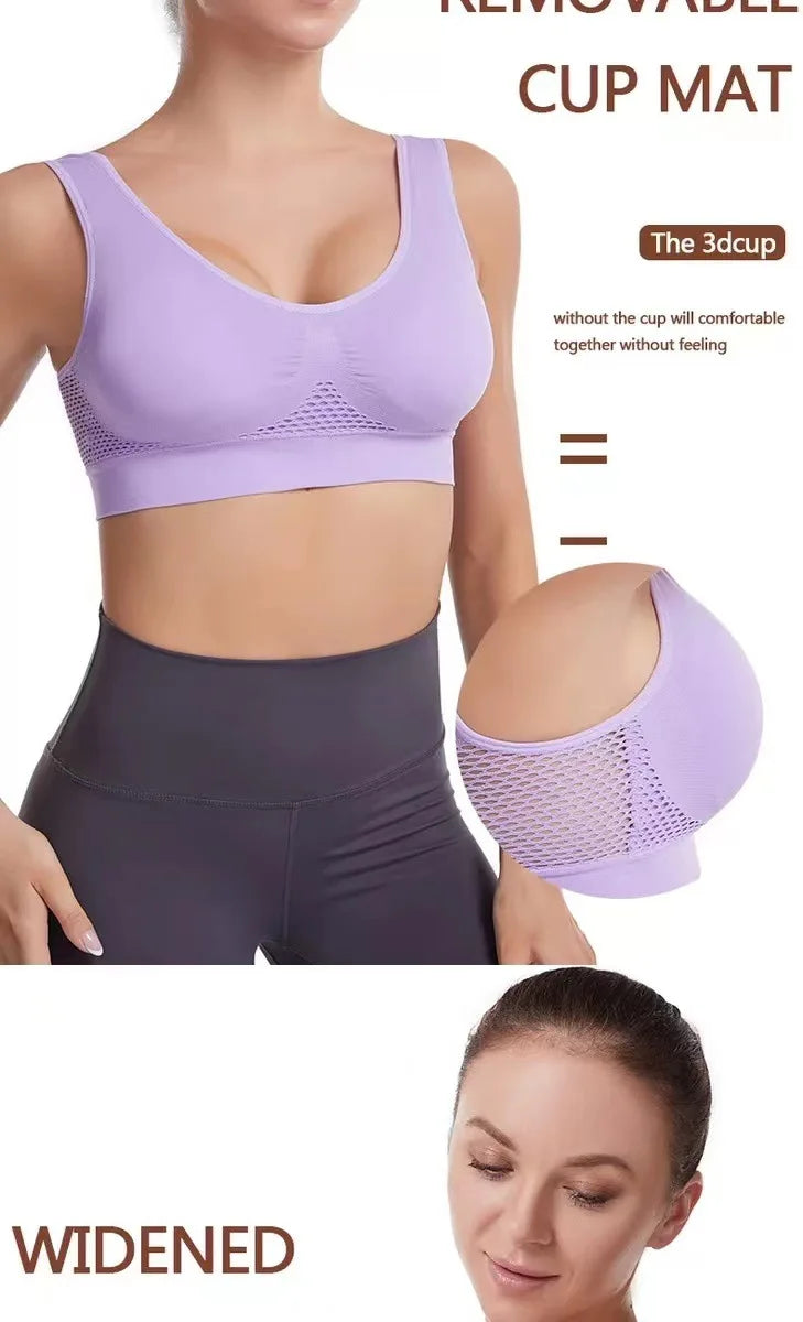 INTIMO SECRETS Seamless Push-Up Mesh Bra – Breathable Sports Bralette