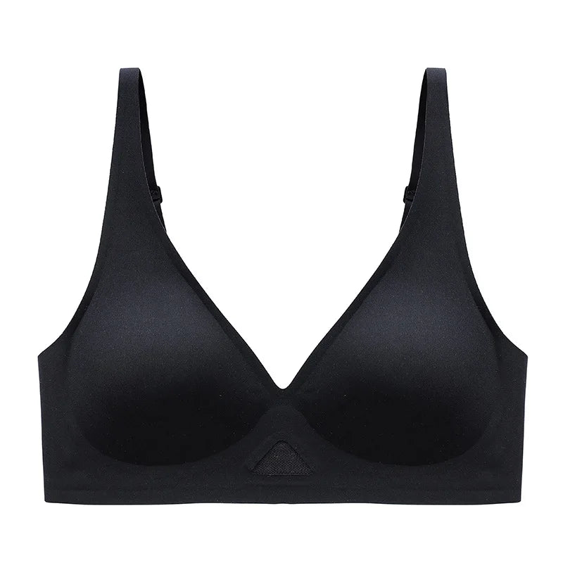 Wireless Deep V Seamless Bra for Women – Soft 3/4 Cup Hollow Out Comfort Lingerie