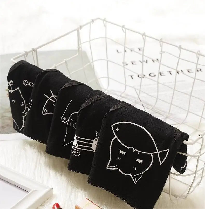 3 Pcs Cartoon Print Black Plus Size Triangle Underwear Cotton Panties Women's Breathable Soft Lingerie Girls Female Underpants