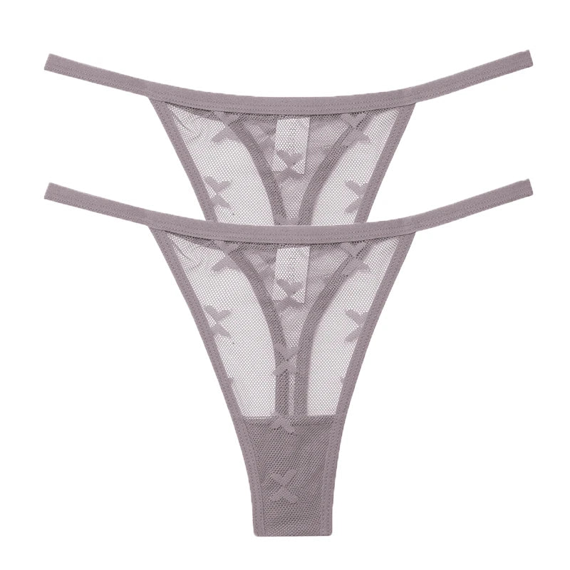 INTIMO SECRETS 2PCS Mesh Thongs – Transparent Seamless G-String Underwear for Women S-XL