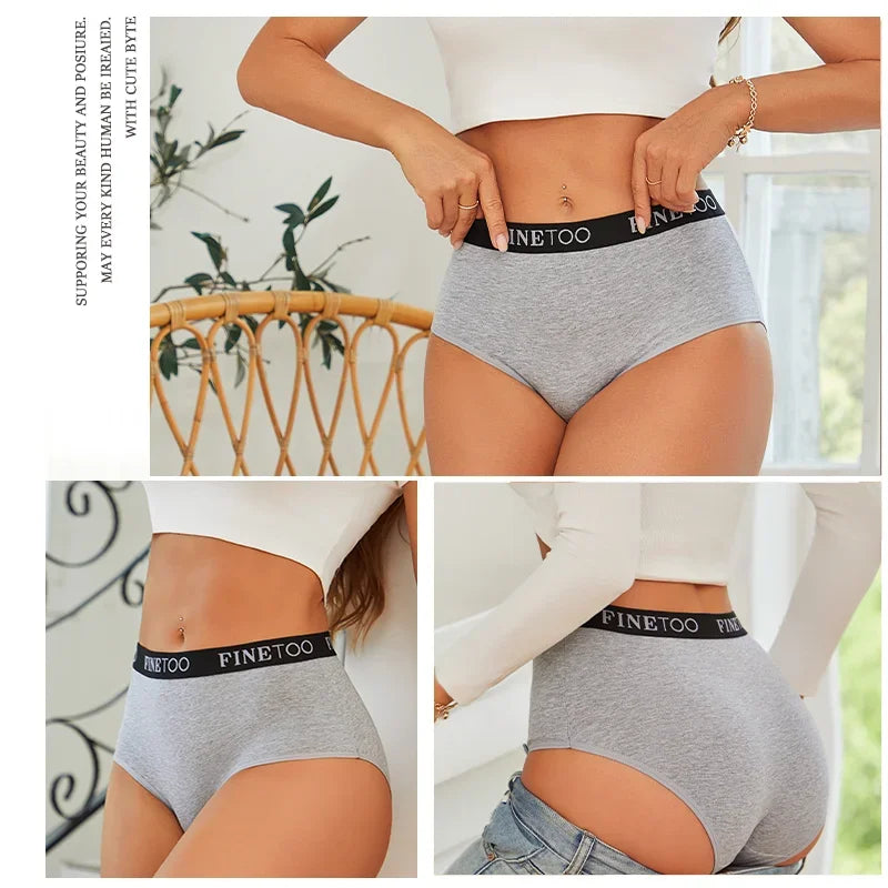 Finetoo 3Pcs Women's Cotton Briefs Women Seamless Plus SizePanties Breathable Underwear Female Low Waist Soft Lingerie S-XXL