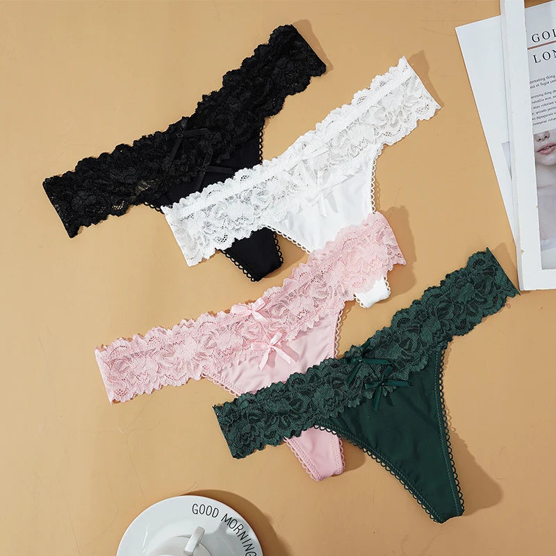 INTIMO SECRETS Lace Thong – Sexy Low-Waist G-String Panties for Women