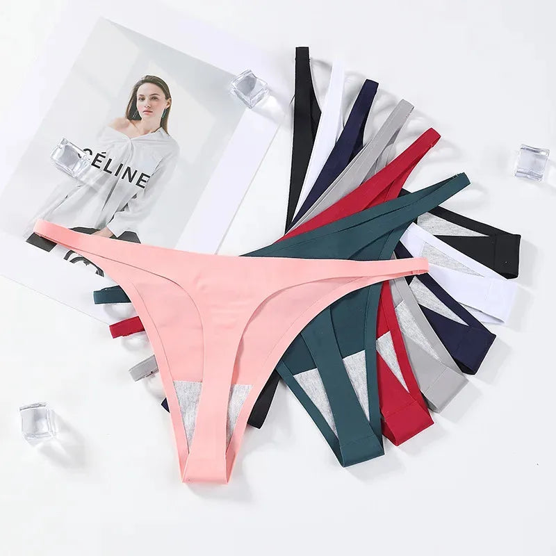 INTIMO SECRETS Bamboo Silk Seamless Thongs – Sexy V-Waist Antibacterial G-String & Breathable Soft Lingerie