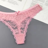 INTIMO SECRETS Plus Size Lace Cotton Thongs – Seamless T-Back G-String Underwear for Women 3PC