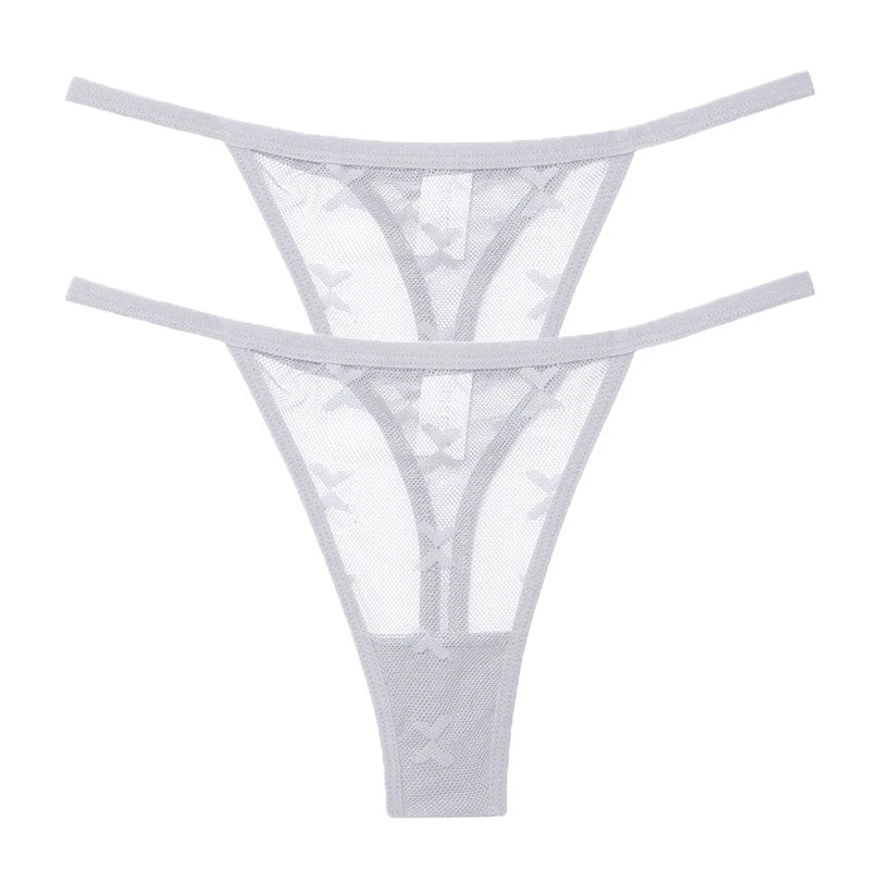 INTIMO SECRETS 2PCS Mesh Thongs – Transparent Seamless G-String Underwear for Women S-XL