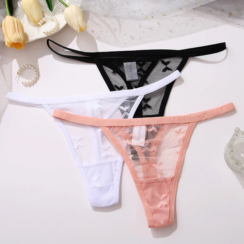 INTIMO SECRETS 2PCS Mesh Thongs – Transparent Seamless G-String Underwear for Women S-XL