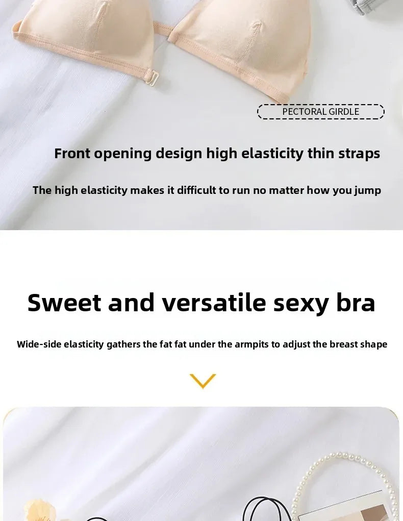 Summer Hit Low Cut Backless Pure Cotton Wrap Chest Bra Women's Sexy Interest Triangle Cup Strapless Underwear Intimate Apparel