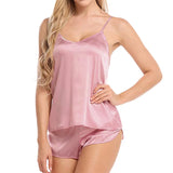 New Women Pajamas Lingerie Set Satin Silk Camisole Shorts Sets 2 Pieces Sleepwear Top And Shorts Nightwear Suits Sleeveless Tops