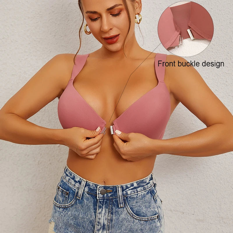 INTIMO SECRETS Front Buckle Shaper Bra - Smoothing Wide Band Plus Size
