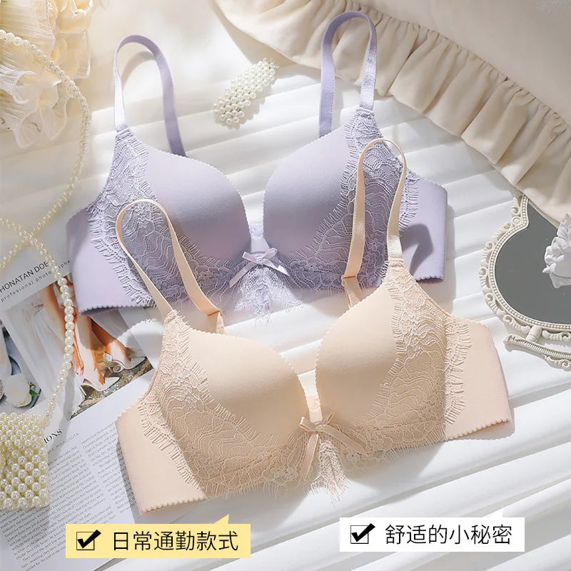 INTIMO SECRETS Women’s Lace Bra – Push-Up, Everyday Wireless Underwear