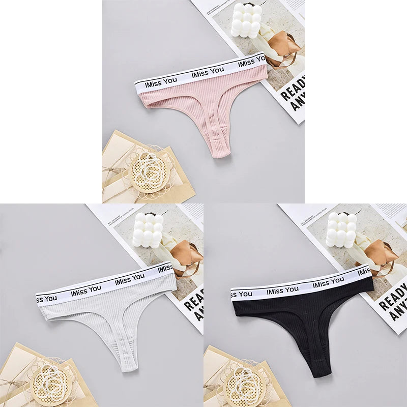 INTIMO SECRETS 3-Pack Women’s Cotton Thongs – Low-Waist, Soft & Comfortable G-String Panties