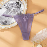 INTIMO SECRETS Women’s Sexy Low-Waist Thong – Mesh G-String, Seamless Bow Underwear