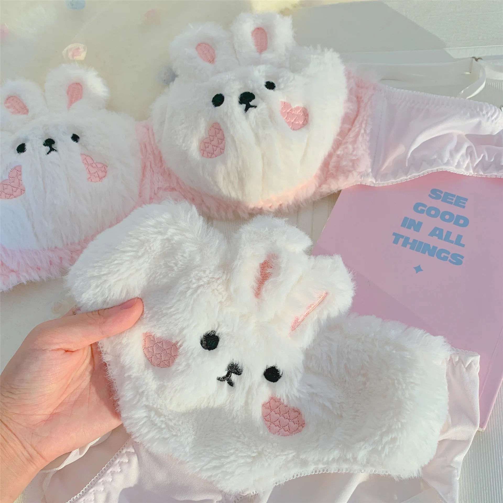 INTIMO SECRETS Lolita Plush Rabbit Bra – Cute & Warm Lingerie for Women