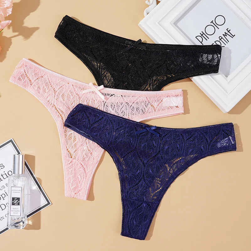 INTIMO SECRETS Lace G-String – Sexy Low-Rise Hollow Out Thong for Women