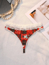 INTIMO SECRETS Sexy Christmas Print G-String – Festive Lace Thong & Breathable Soft Holiday Lingerie