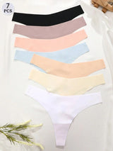 INTIMO SECRETS 7-Pack Women’s Seamless Ice Silk Low-Rise Thong Panties (XS-XL)