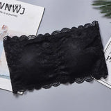 Lace Strapless Bra Women's Sexy Casual Wrap Tube Top Bandeau Short Tanks Bra Sleeveless Tank Tops