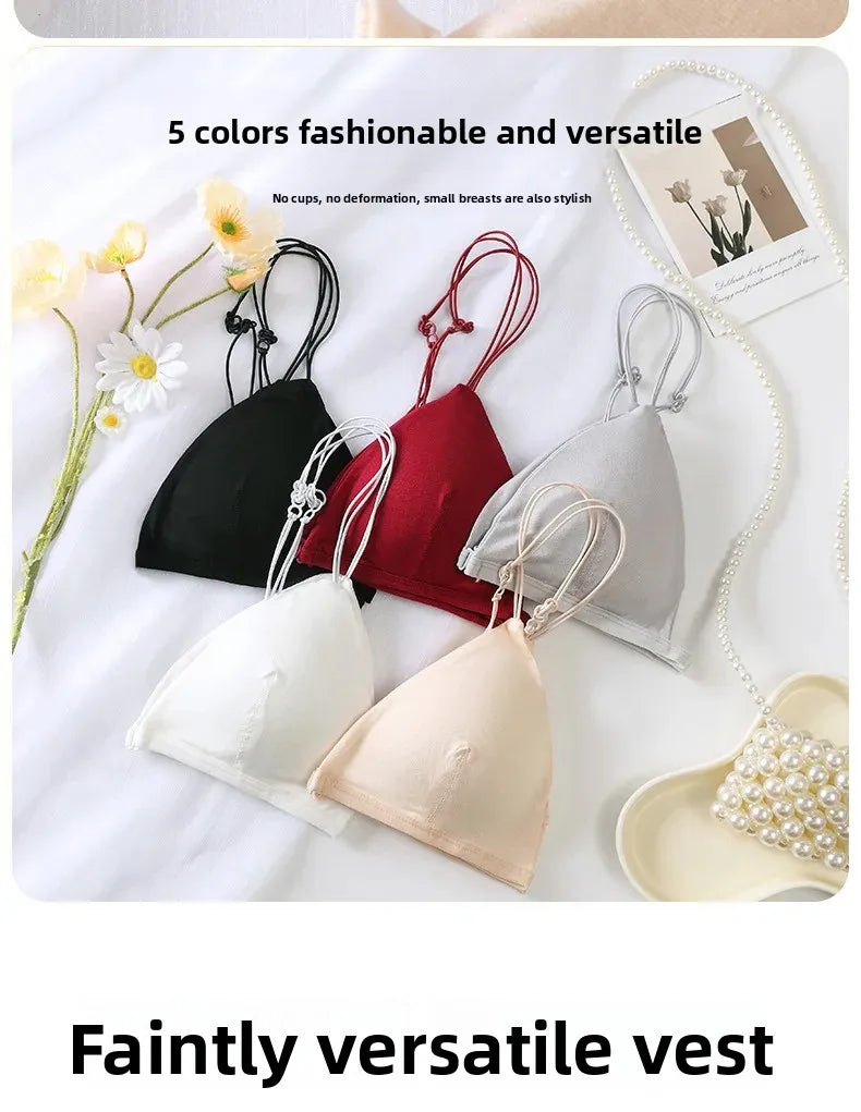 Summer Hit Low Cut Backless Pure Cotton Wrap Chest Bra Women's Sexy Interest Triangle Cup Strapless Underwear Intimate Apparel