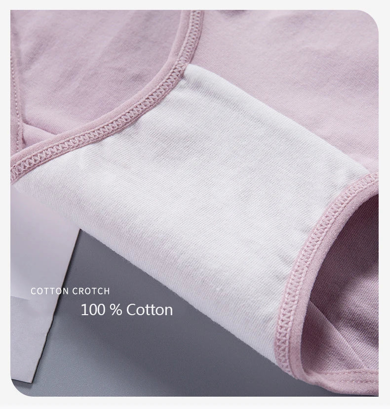 4PCS High Waist Women's Panties Breathable Cotton Panty Lovely Print Ladies Underwear Plus Size Female Lingerie Girls Briefs