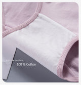 4PCS High Waist Women's Panties Breathable Cotton Panty Lovely Print Ladies Underwear Plus Size Female Lingerie Girls Briefs