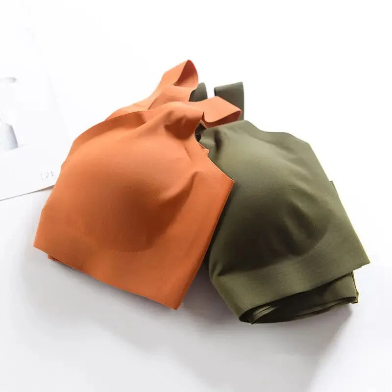 INTIMO SECRETS Detachable Pad Seamless Ice Silk Bra – Wireless, Breathable, Push-Up, Yoga Vest