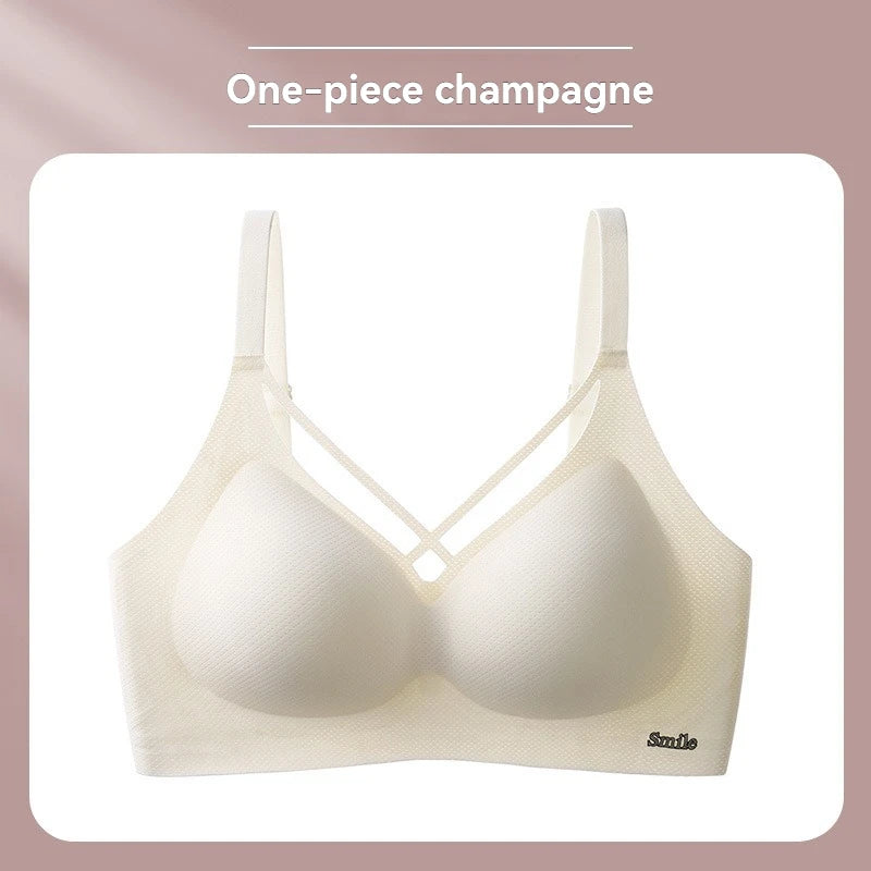 INTIMO SECRETS English Ice Silk Bra Set – Thick Cup, Wire-Free, Gathered Lingerie