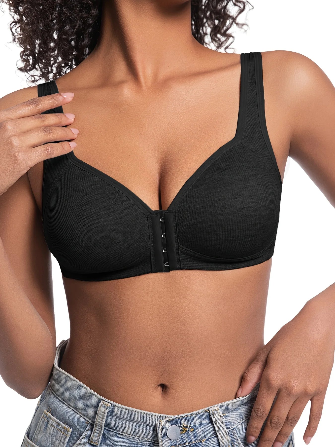 INTIMO SECRETS Wire-Free Front Closure Bra – Full Coverage for Women